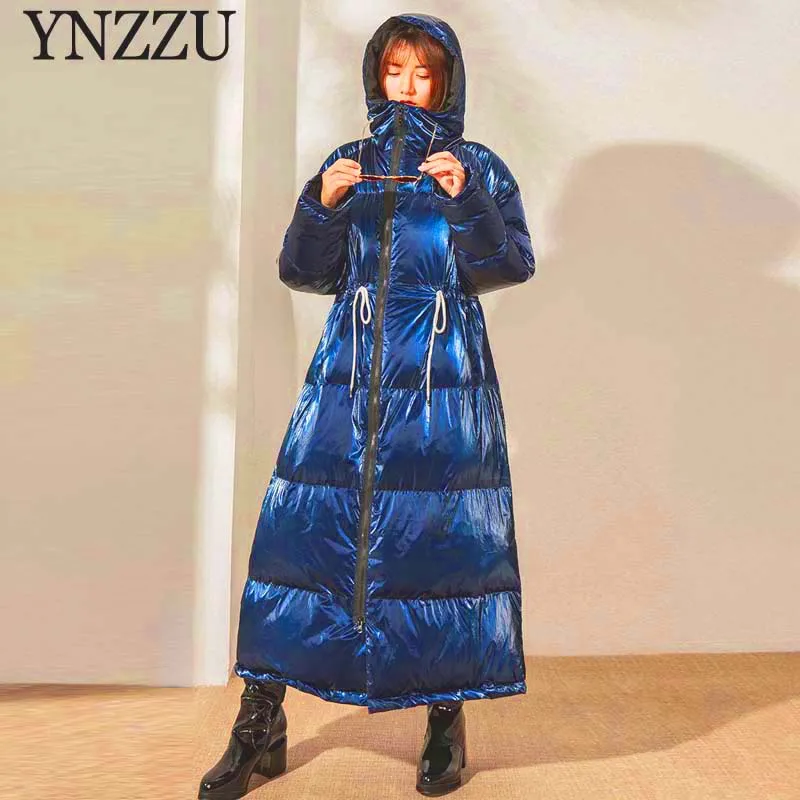 Beste 2019 Winter Vrouwen Lange donsjack Grote maat Losse Hooded Vrouwelijke Uitloper Dikke warme 90% Witte eendendons jas Chic YNZZU 9O099