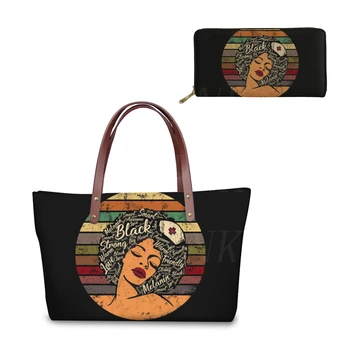 

THIKIN Brand Design Luxury Hand Bags Women 3D Black Nurse Art Magic Girl Print 2pcs/set Handbag&Wallet Females Top-Handle Bags