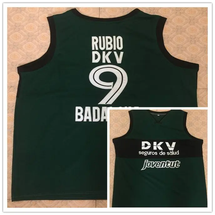 

Ricky Rubio #9 Spain Espana Badalona Retro Throwback mens Basketball Jersey embroidery Stitched any Number and name