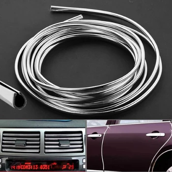 

6M Chrome Moulding Trim Strip Car Door Edge Scratch Guard Protector Cover Strip Roll Chrome Moulding Trim Strip