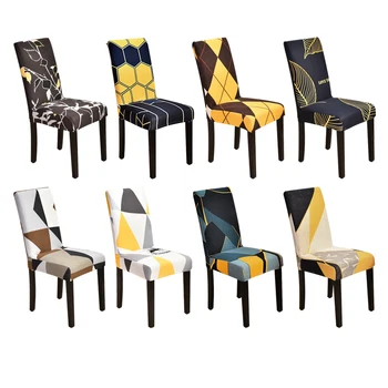 

Spandex Printing Dining Chair Slipcovers Modern Removable Anti-dirty Kitchen Seat Case Stretch Chair Cover for Banquet Home