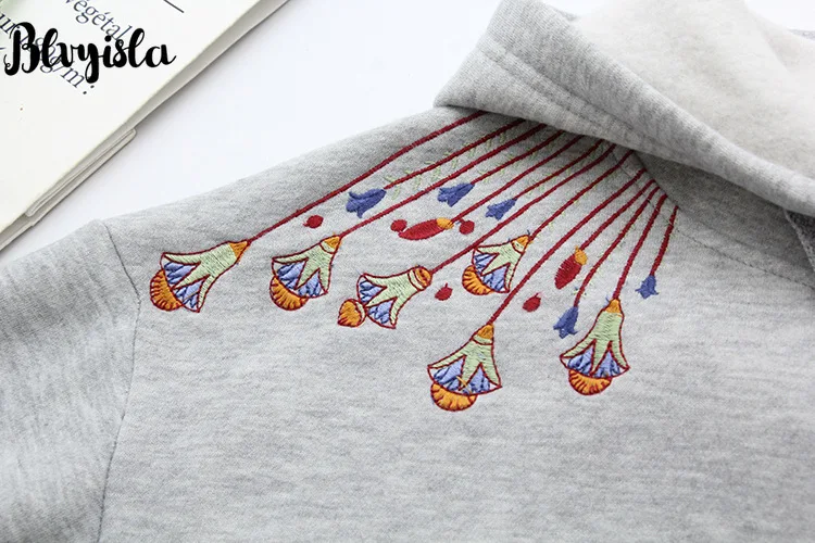 Blvyisla 4XL большой флисовый утепленный пуловер с вышивкой свитшоты 90 кг женские большие свободные толстовки Топы