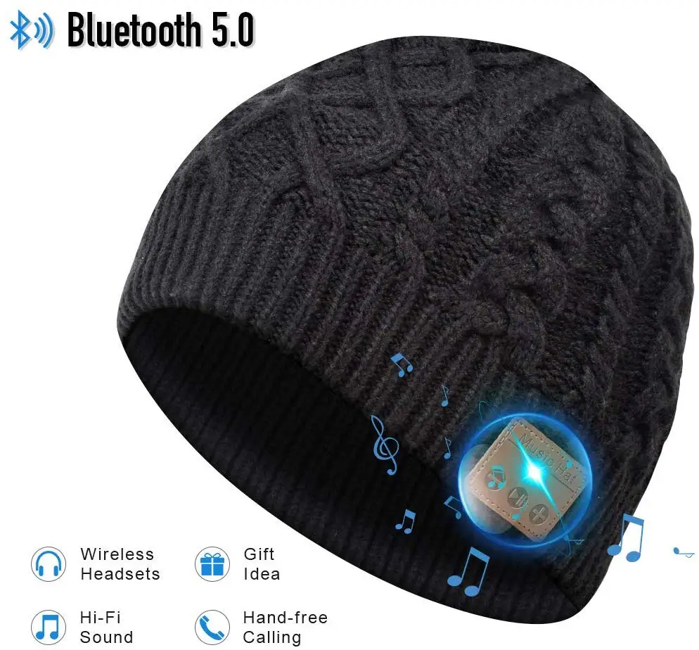 Беспроводная Шапка бини с Bluetooth 2019 со съемной bluetooth гарнитурой динамиком