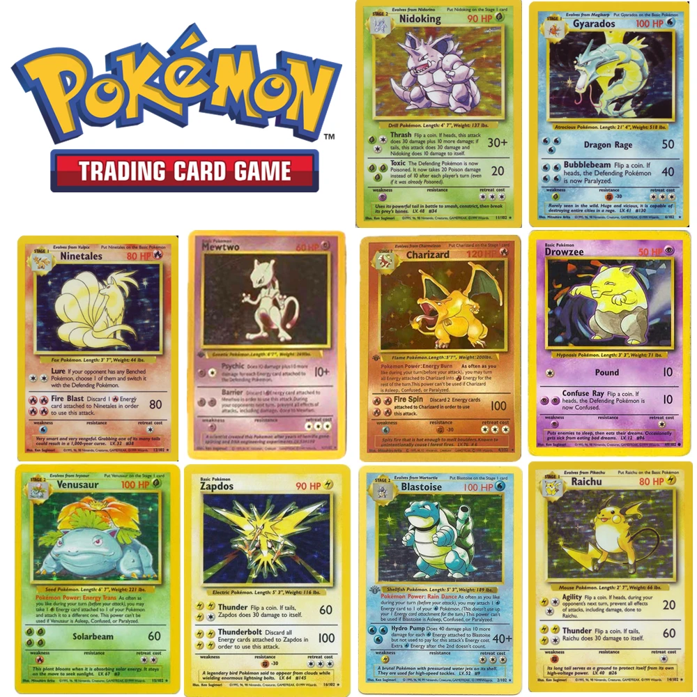 ポケモンリザードカード 11枚 コレクターカード おもちゃ ピカチュウ Hp Mew Vulpix Raichu Blastoise フラッシュ Game Collection Cards Aliexpress