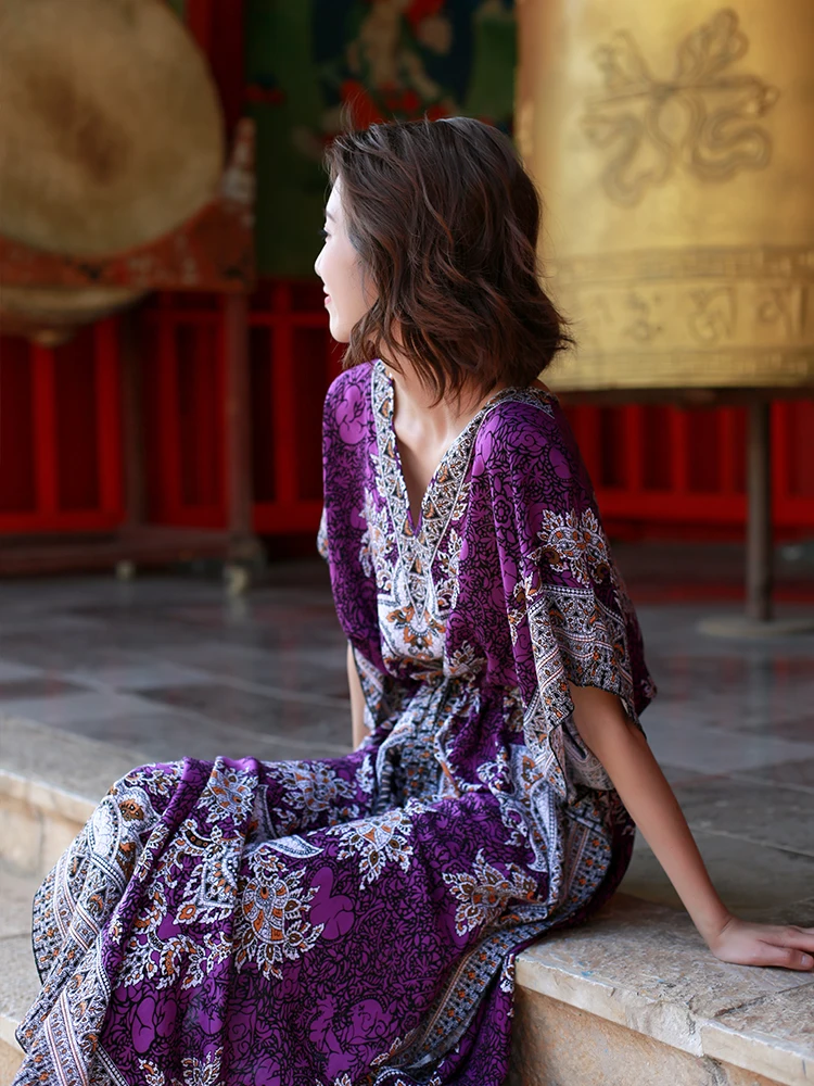 Bohemian Casual Loose Dress Boho Vintage Ethnic Style Long Maxi Women's  Summer Dresses India Pakistan Clothing Beach Sunny Robe|India \u0026 Pakistan  Clothing| - AliExpress