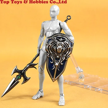 

1/12 Mini Spear Handheld Lion Head Metal Shield 6 Inch Doll Scene Toy for 6inches figure doll