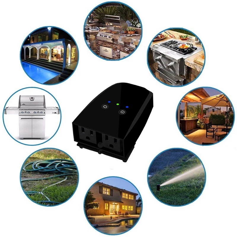 Tuya Водонепроницаемая умная розетка Wifi уличная настройка времени Удаленная