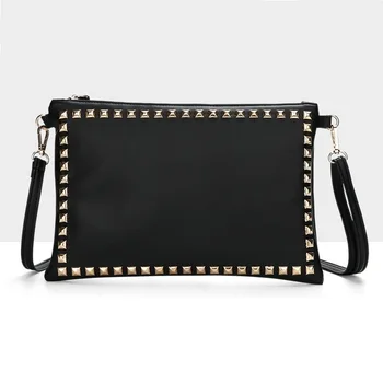 

Fashion rivets women clutches PU leather ladies envelope clutch bags Crossbody Shoulder Bags for Women's handbag Black and red