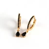 Minimalist 925 Sterling Silver Small Hoop Earrings for Women Black Crystal Zircon Earrings Fashion Jewelry 2022 ► Photo 2/6