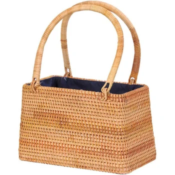 

Storage Basket Fashion Women Handmade Rattan Storage Basket Bamboo Bag Travel Holder Organizer Handbags,Small