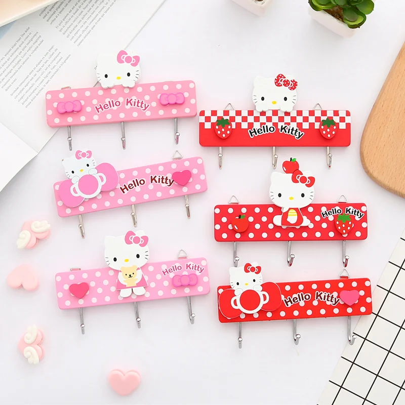 Милый мультяшный крючок hello Kitty Cat за дверью, крепкий клей, вешалка с отверстием, свободный кухонный настенный крючок, аксессуары для украшения дома