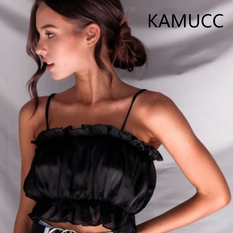 KAMUCC 2020 Instagram самые модные женские сексуальные подтяжки однотонный кружевной топ