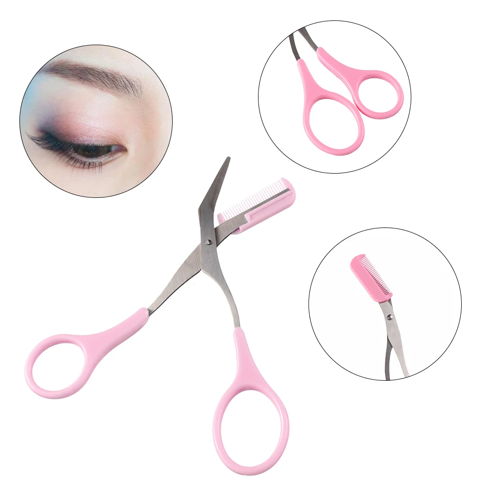 1PC Stainless Steel Eyebrow Trimmer Scissors With Comb Hair Grooming Shaping Shaver Eyelash Hair Clips Remover makeup tools sewing scissors,eyebrow scissors,stainless steel scissors,manicure scissors,facial hair scissors,hair scissors,beauty scissors