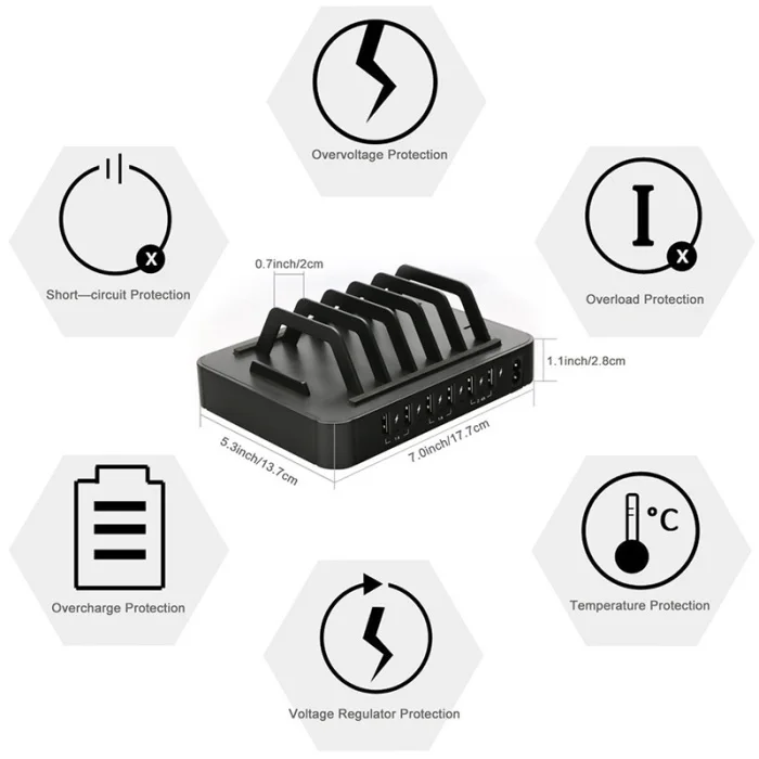 Док-станция для зарядки с USB 6 портами USB зарядное устройство Органайзер несколько мобильных планшетов зарядная подставка для iPhone iPad GV99