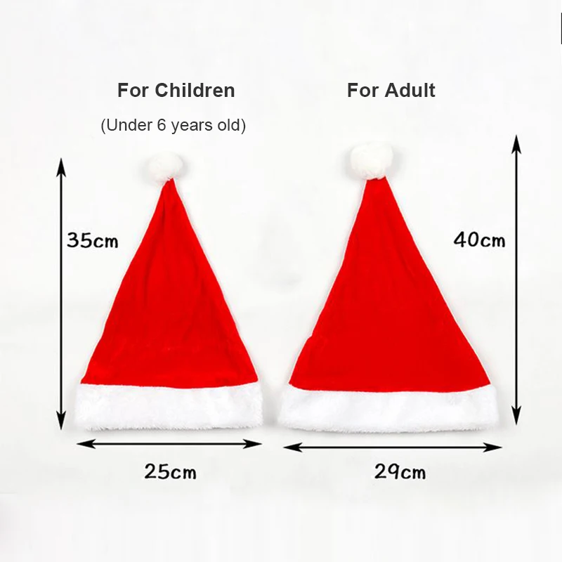 New Year Christmas Santa Claus Hat Red Velvet Plush Cotton Hats For Adult Children Christmas Festival Ornaments Decoration