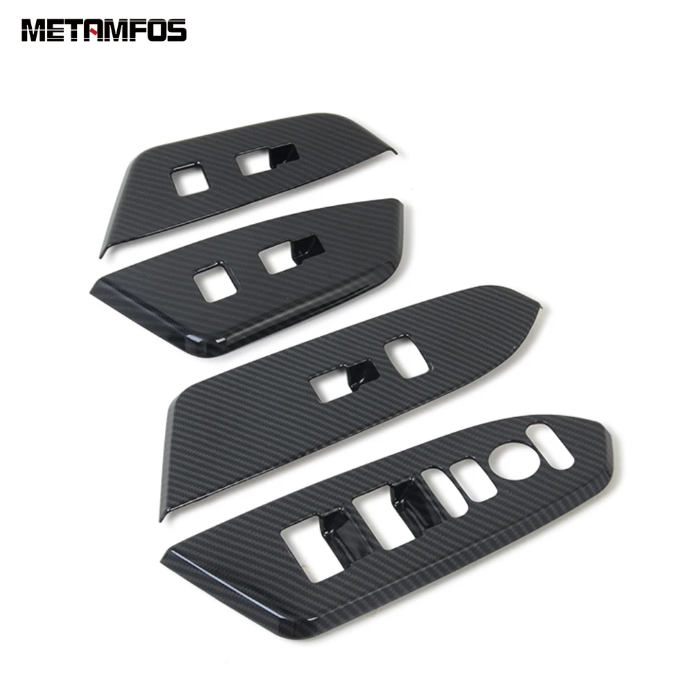 For Honda CRV Window Lift Switch Cover Trim Inside Armrest Frame Carbon Fiber Interior Accessories Car Styling