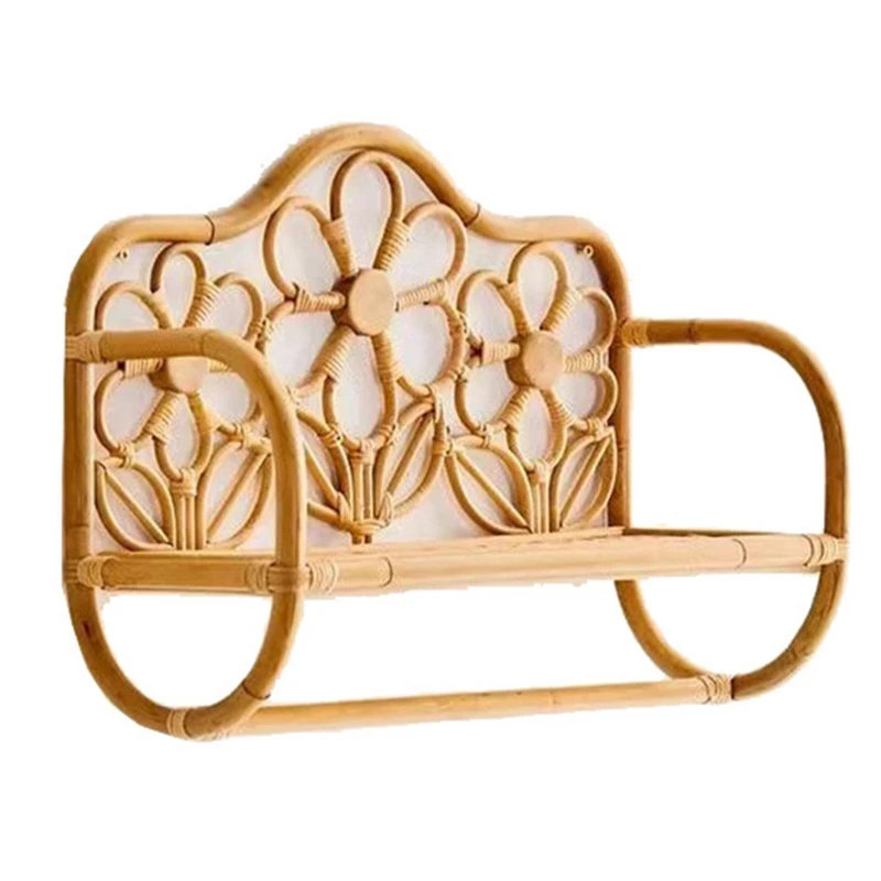 Rattan Wall Shelf Flower Shaped Decor Storage Rack for BathroomRacks