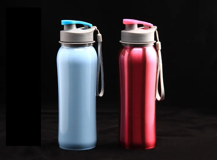 FSILE Горячая 800ml Bpa-не содержащий бифенол A стены 304 из нержавеющей стали спортивные походный чайник My Water Bottle(Моя бутылка с водой с крышка на пружине переносная веревка
