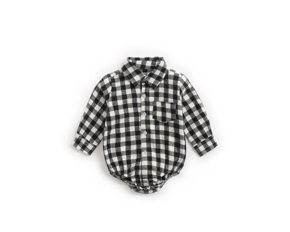 Casual Korean Baby Body Plaid Shirt Bodysuit for Newborns Long Sleeve Bodysuit for Babies Spring Autumn New Cute Baby Bodysuit