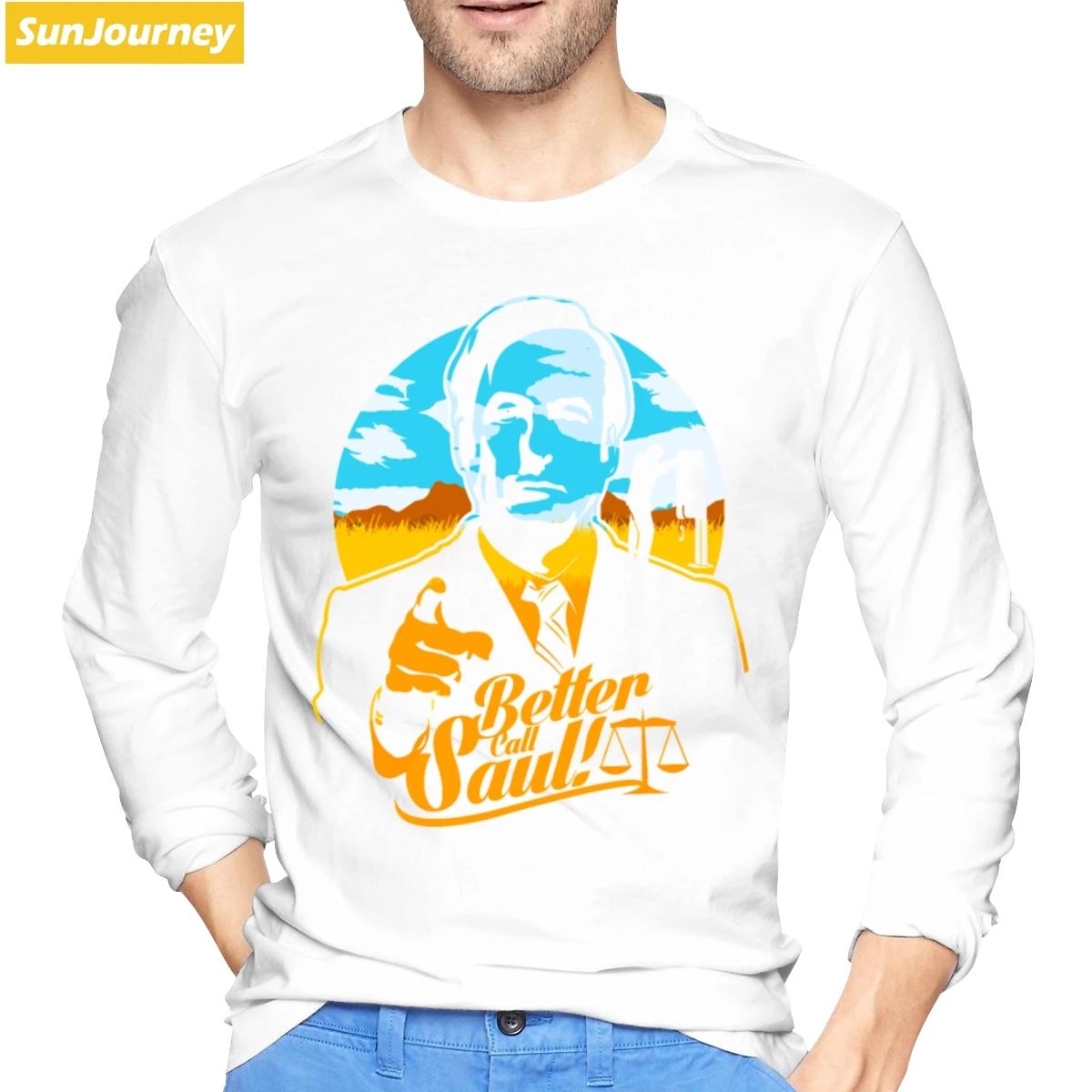 Better Call Saul Breaking Bad Tshirt Cotton Crewneck Long Sleeve T Shirt Men - Color: White