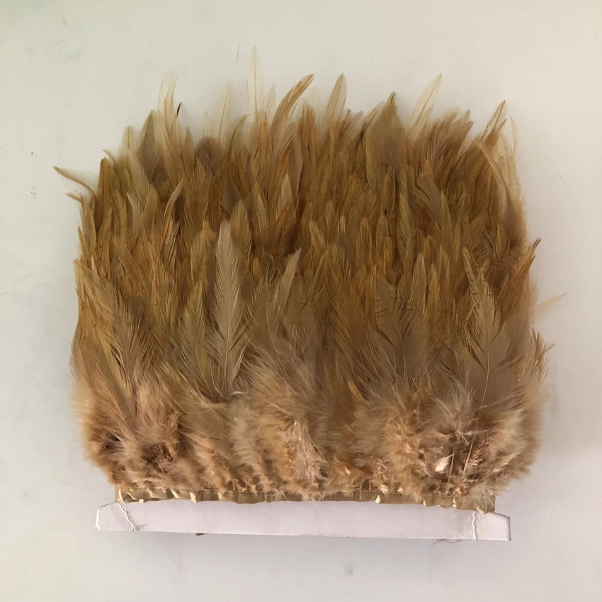 33 Colours In stocks 2Meter/lot Light Brown Dyed Rooster hackle Feather Trims 8-13CM in width Real Chicken Feathers Ribbon Lace | Дом и сад