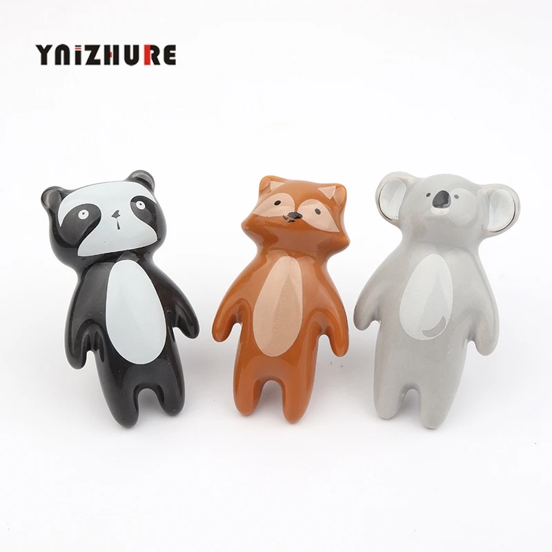 Мультяшный медведь милый цвет керамическая ручка для мебели детская комната