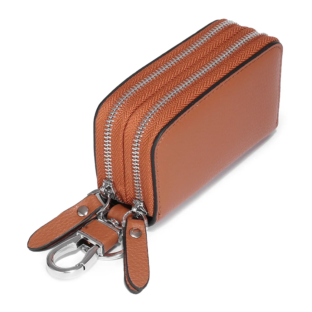 SOUTH GOOSE Genuine Leather Key Wallets Unisex Key Bag Men Car Holders Double Zipper Keychain Case Women Smart Housekeeper