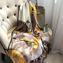 2022 lady Silk Winter Scarf Luxury Design Print Lady Beach Shawl Scarves Fashion Smooth Foulard Female Hijab