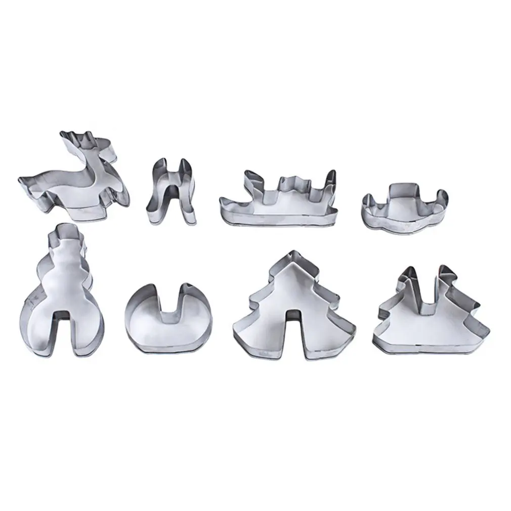 

Diy Baking Tools Stainless Steel Biscuit Mold 8-Piece Set 3D Christmas Stereo Cookies Print Cake Mold