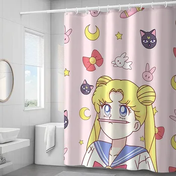 

Sailor Moon Luna Anime Shower Curtains Waterproof Naked Shower Curtain Bathroom Polyester 3D Girls Boys