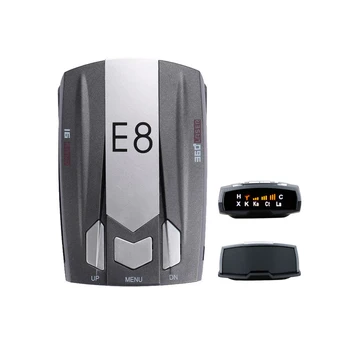 

E8 Car 360 Gegree 16 Brand Radar Detector Speed Vehicle Radar Detector Voice Alert Warning Display English Russian Universal