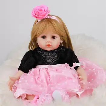 

Long Hair 48CM Realistic Reborn Toddler Girl Doll Pink Dress Adorable Newborn Babe Doll Toys Children Best Playmates And Gifts