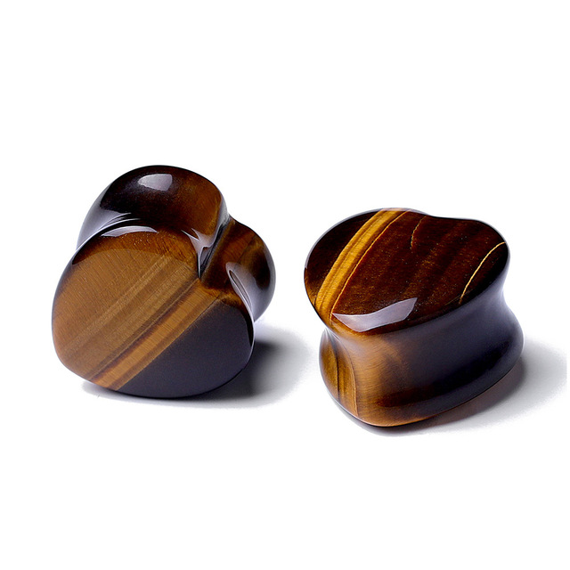 5-22mm Heart Natrue Stone Ear Plugs Gauge Earring Flesh Tunnel Pink Stone Ear Strecher Expander Piercing Oreja Dilataciones