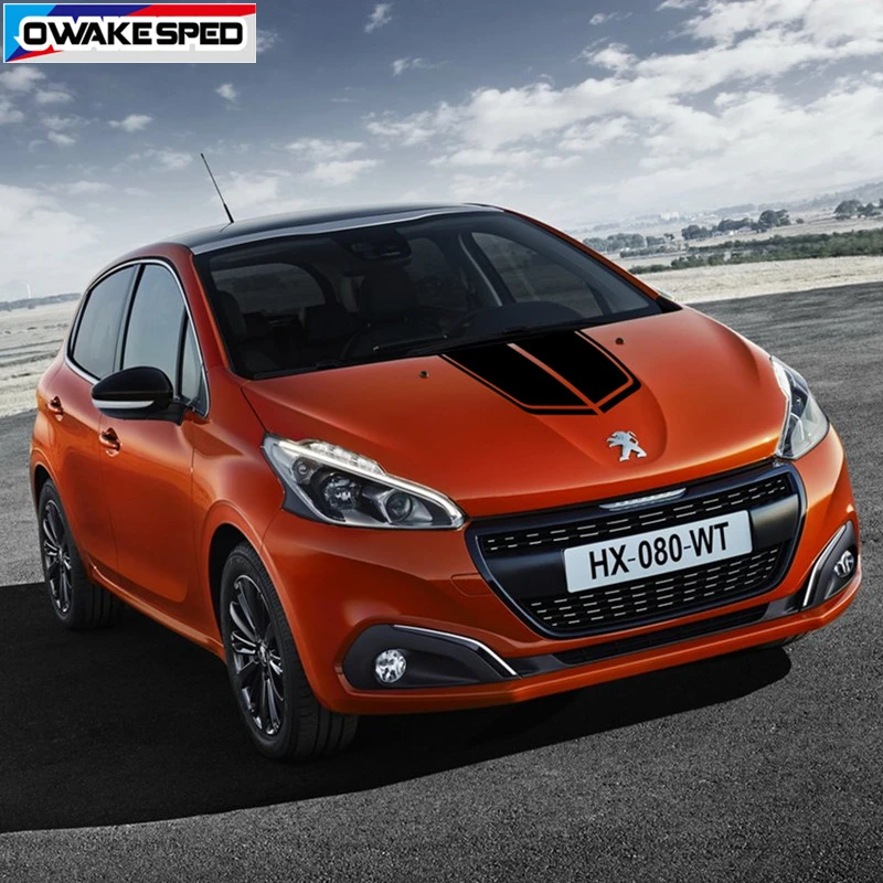 Для PEUGEOT 208 GTI 3-5 дверь Спорт полосы автомобиля капот стикер гоночный стиль авто капот крышка двигателя декоративные наклейки