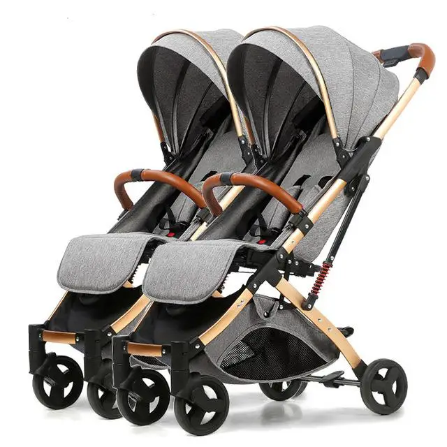 Светильник для близнецов, детская коляска, съемная, двойная, детская, складная, переносная, рама из алюминиевого сплава, для новорожденных - Цвет: dark grey 1