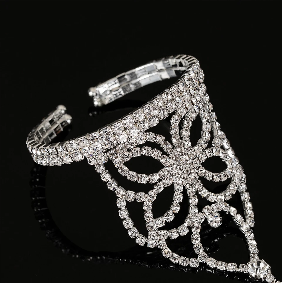 YFJEWE новейший женский горный хрусталь кристалл свадебные манжеты браслеты капли воды ручной Модный браслет-цепочка Ювелирные изделия B207