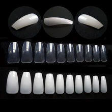 Uñas postizas de bailarina, Puntas curvadas artificiales transparentes/naturales, cápsulas de guía, cobertura completa, juego de acrílico ABS, 500 Uds.