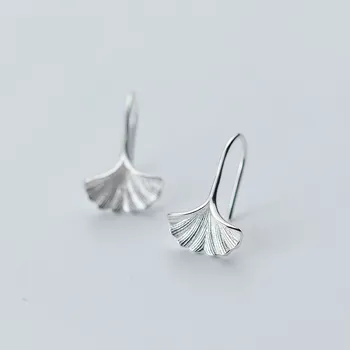 

100% 925 Sterling Silver Delicate Gingko Leaf Shape Small Short Dangle Drop Earrings for Women Girls Ear Earings Fine Jewelry