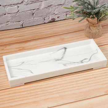 

1pc Marble Pattern Storage Trays Bathroom Stand Trays Toilet Tank Storage Tray for Home Hotel (White)