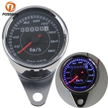 

POSSBAY Motorcycle Odometer Speedometer Gauge LED Backlight Km/h Universal fit for Honda Suzuki Yamaha Kawasaki Harley Davidson