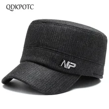 QDKPOTC, Осень-зима, новые мужские военные шапки, сохраняющие тепло, защита ушей, плоская кепка для отдыха, путешествий, кепка для среднего возраста, шапка для папы