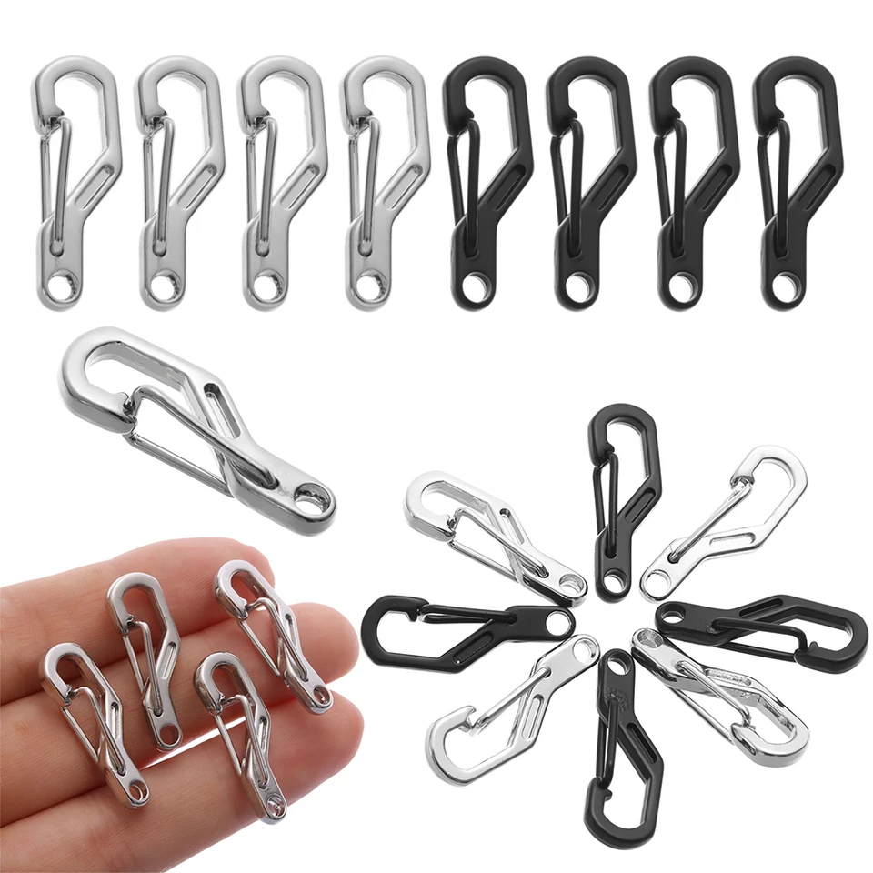 10pcs Mini Mousqueton Clip Snap Ressort Fermoir Crochet Porte-clés Outil CaF# G1