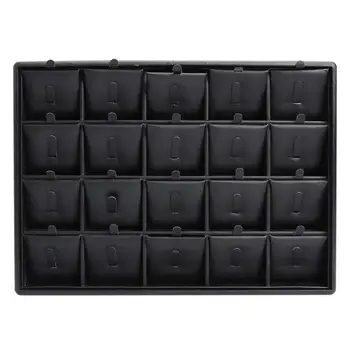 

20 Slots Ring Box Earrings Bracelet Necklace Ornaments Organizer Case Jewelry Leather Holder