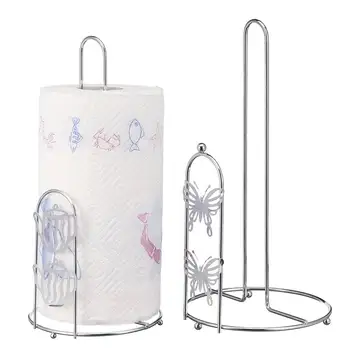 

Standing Kitchen Roll Paper Towel Holder Rack Organizer Stainless Steel Storage Shelf Kitchen Bathroom Hardware Paper Holders