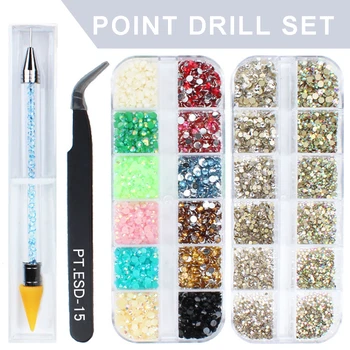 

Painting Cross Stitch Embroidery Manual Point Drill Pen + 5856pcs Rhinestone Dotting Pen Nail Accessories Dotting Tools