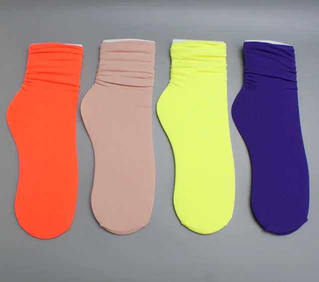 Носки женские неоновые тонкие длинные 4 пары|Чулки| |