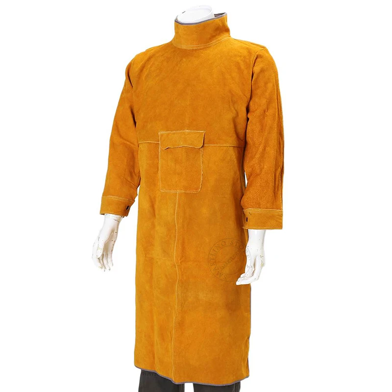Heat & Flame-Resistant Heavy Duty Split Cowhide Leather Welding Jacket Anti-Scalding Apron Argon Arc Insulation Work Overalls work coverall suit welding protective gear