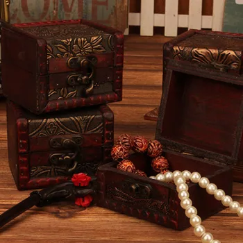 

Delicate Vintage Small Wooden Flower Coin Pattern Box Small Square Box Retro Wooden Storage Storage Wooden Box