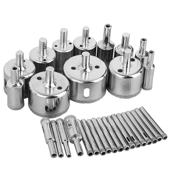 

30Pcs Diamond Coated Drill Bit Set Tile Marble Glass Ceramic Hole Saw Drilling Bits for Power Tools 6-50mm