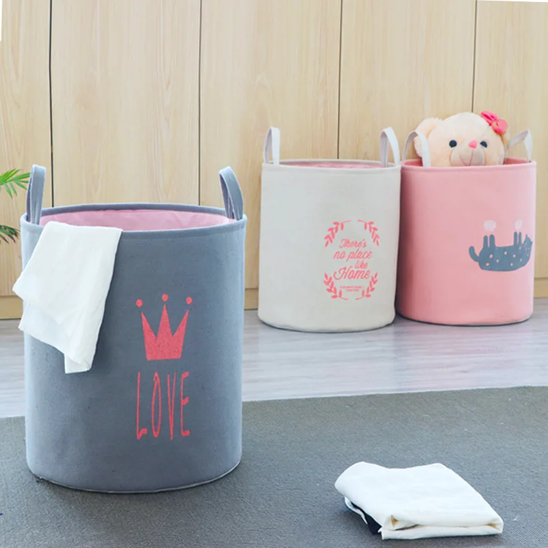 1PC Laundry Basket Nordic Style Cotton and Linen Collapsible Dirty Hamper Large Laundry Basket Storage Basket Toy Storage Bucket